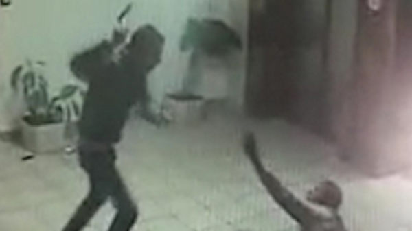 A frame from the security video of the terror attack in Ma'ale Adumim