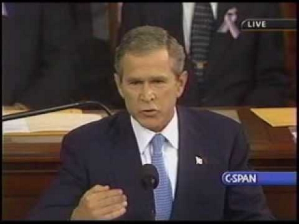 President George W. Bush speaks to Congress, Sept. 20, 2001. He said the right things, but failed to do them.